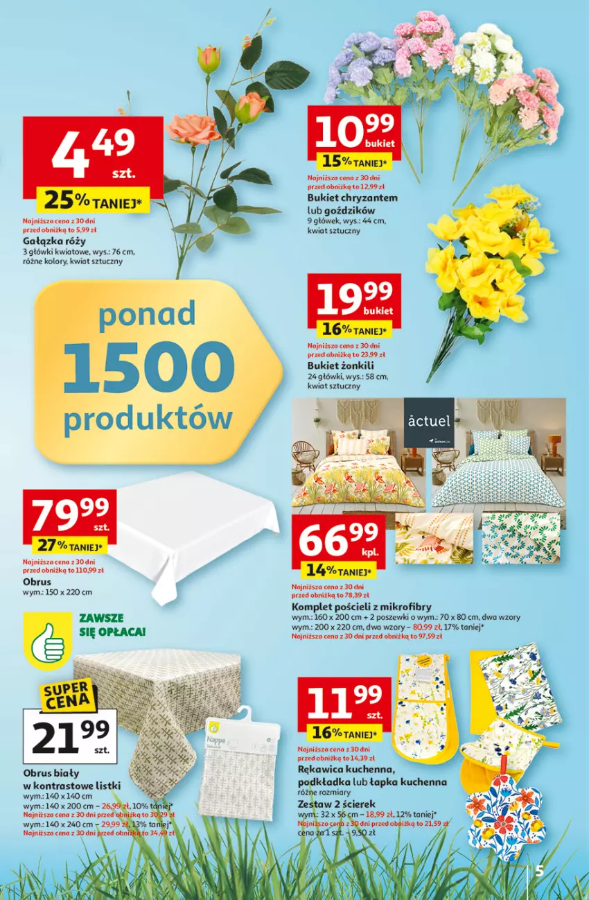 Gazetka promocyjna Auchan - 30 Lat Hipermarket - ważna 31.03 do 04.04.2026 - strona 5 - produkty: Bukiet, Komplet pościeli, Obrus, Podkład, Podkładka, Pościel, Rękawica kuchenna