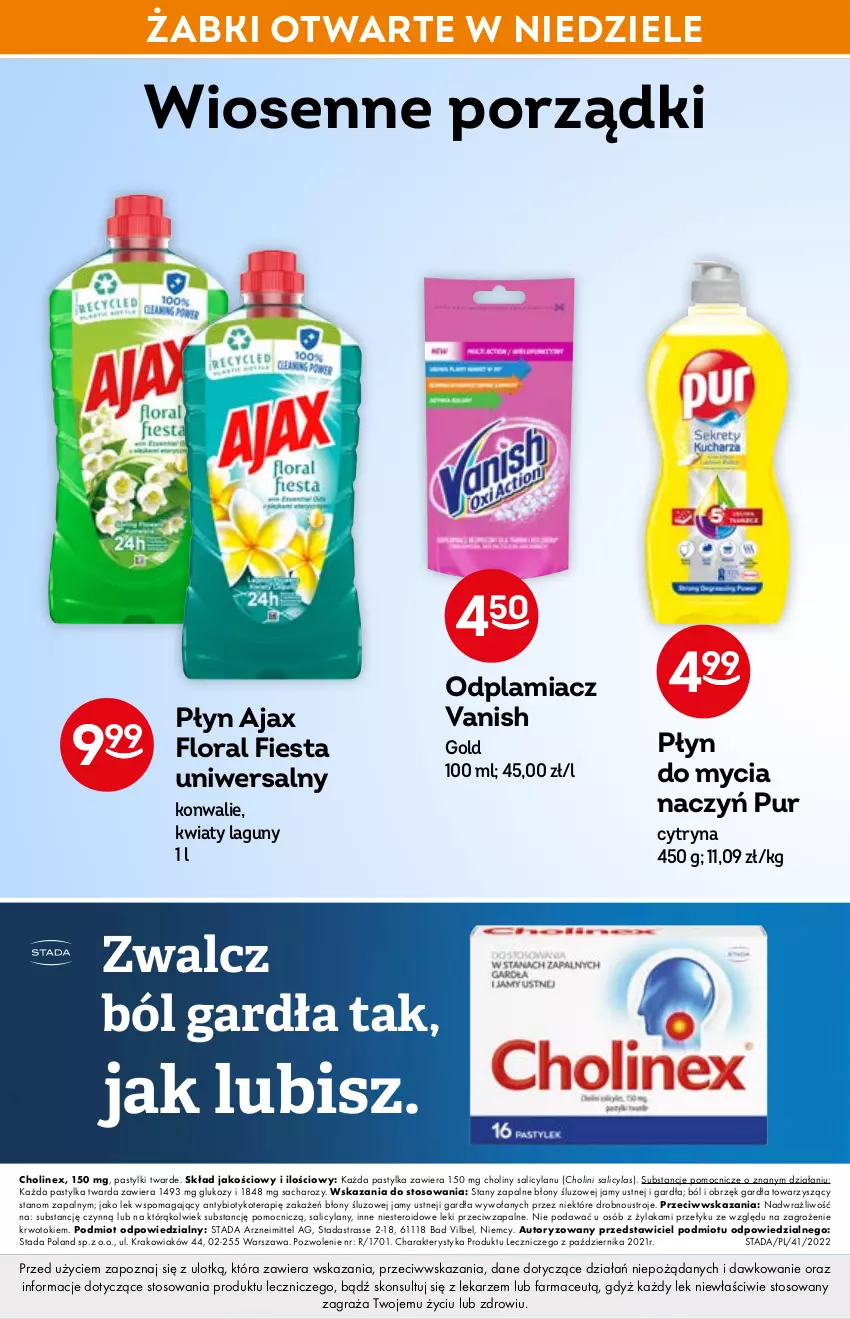 Gazetka promocyjna Żabka - ważna 30.03 do 12.04.2022 - strona 52 - produkty: Ajax, Do mycia naczyń, Fa, Flora, Gra, Odplamiacz, Pastylki, Płyn do mycia, Płyn do mycia naczyń, Por, Pur, Tera, Vanish, Vanish Gold, Znicz