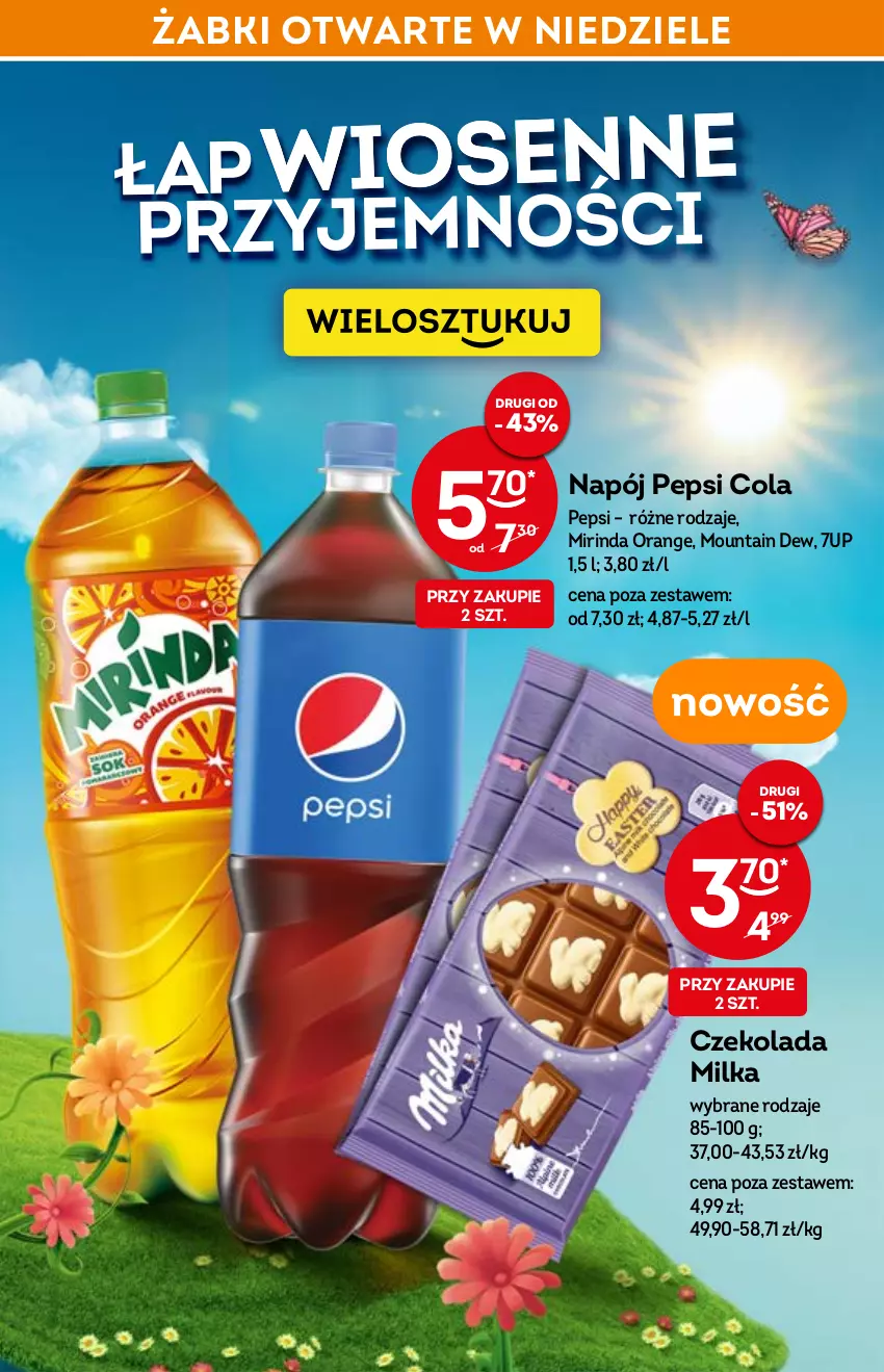 Gazetka promocyjna Żabka - ważna 30.03 do 12.04.2022 - strona 6 - produkty: 7up, Czekolada, Milka, Mirinda, Napój, Pepsi