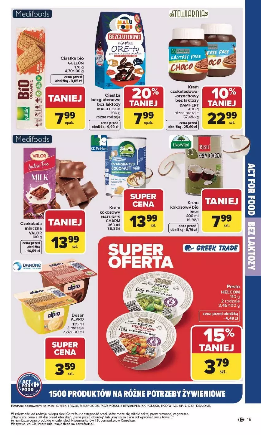 Gazetka promocyjna Carrefour - Gazetka Na różne potrzeby żywieniowe - ważna 05.01 do 17.01.2026 - strona 15 - produkty: Alpro, Ciastka, Czekolada, Danone, Deser, HELCOM, Kokos, Ser