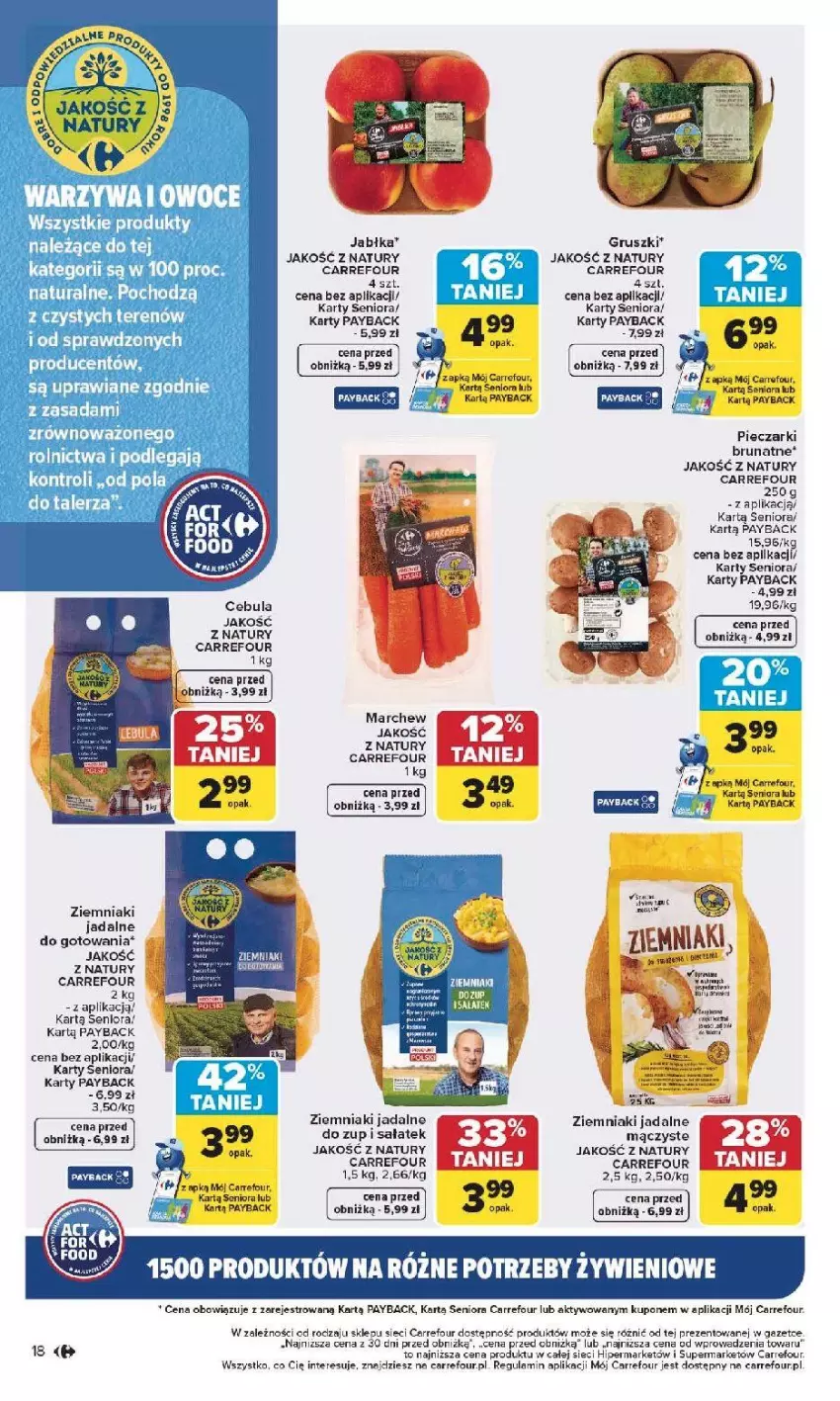 Gazetka promocyjna Carrefour - Gazetka Na różne potrzeby żywieniowe - ważna 05.01 do 17.01.2026 - strona 18 - produkty: Cebula, Fa, Gruszki, Jabłka, Owoce, Piec, Rama, Warzywa, Warzywa i owoce, Ziemniaki