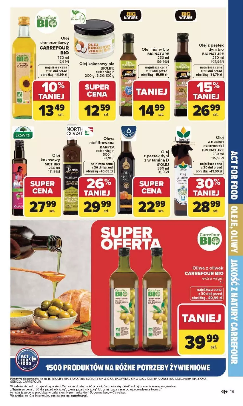 Gazetka promocyjna Carrefour - Gazetka Na różne potrzeby żywieniowe - ważna 05.01 do 17.01.2026 - strona 19 - produkty: Fa, Gin, Karp, Kokos, Olej, Olej iniany, Olej kokosowy, Oliwa, Stek