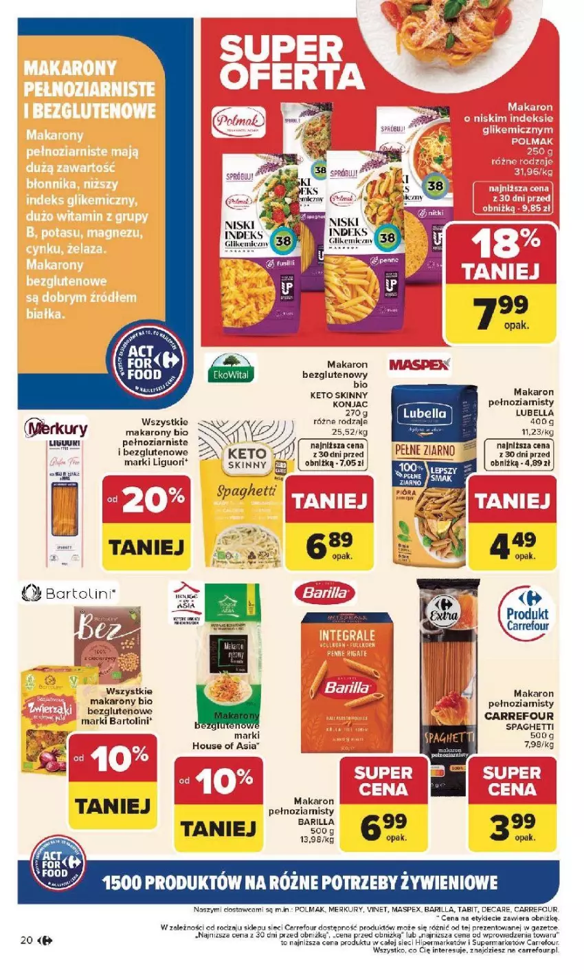 Gazetka promocyjna Carrefour - Gazetka Na różne potrzeby żywieniowe - ważna 05.01 do 17.01.2026 - strona 20 - produkty: Barilla, Bell, Bella, Fa, House of Asia, Klej, Lubella, Makaron, Olma, Spaghetti