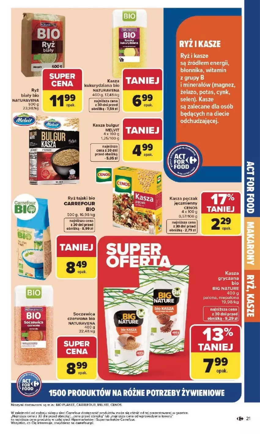 Gazetka promocyjna Carrefour - Gazetka Na różne potrzeby żywieniowe - ważna 05.01 do 17.01.2026 - strona 21 - produkty: Bulgur, Cenos, Kasza, LG, Melvit, Ryż