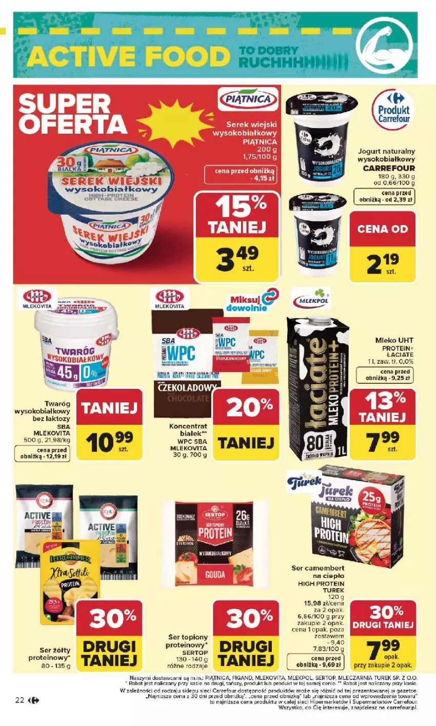 Gazetka promocyjna Carrefour - Gazetka Na różne potrzeby żywieniowe - ważna 05.01 do 17.01.2026 - strona 22 - produkty: Camembert, Fa, Jogurt, Jogurt naturalny, Kawa, Mleko, Mlekovita, Piątnica, Ser, Ser topiony, Sok, Top