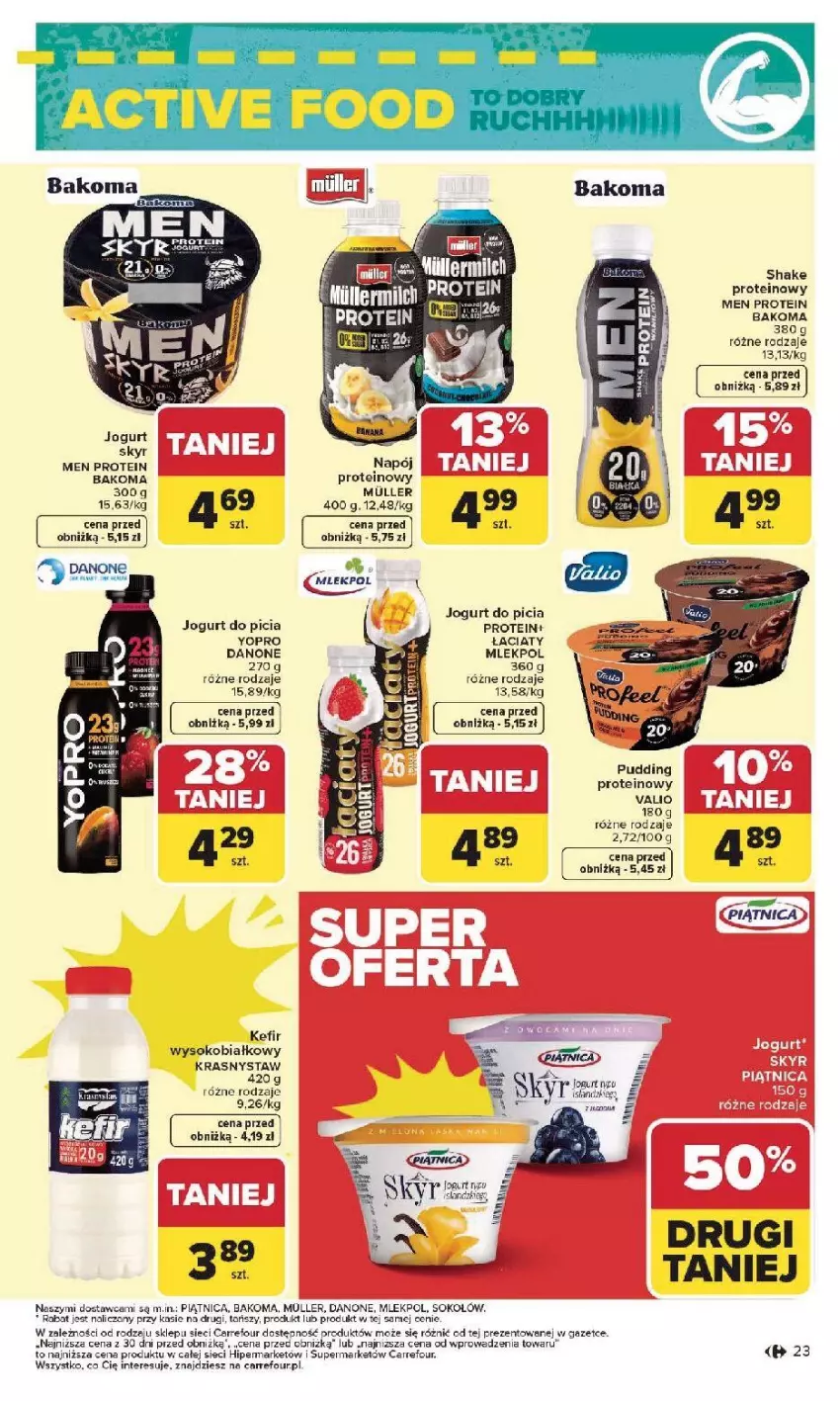 Gazetka promocyjna Carrefour - Gazetka Na różne potrzeby żywieniowe - ważna 05.01 do 17.01.2026 - strona 23 - produkty: Bakoma, Danone, Jogurt, Kefir, Napój, Piątnica, Sok, Sokołów