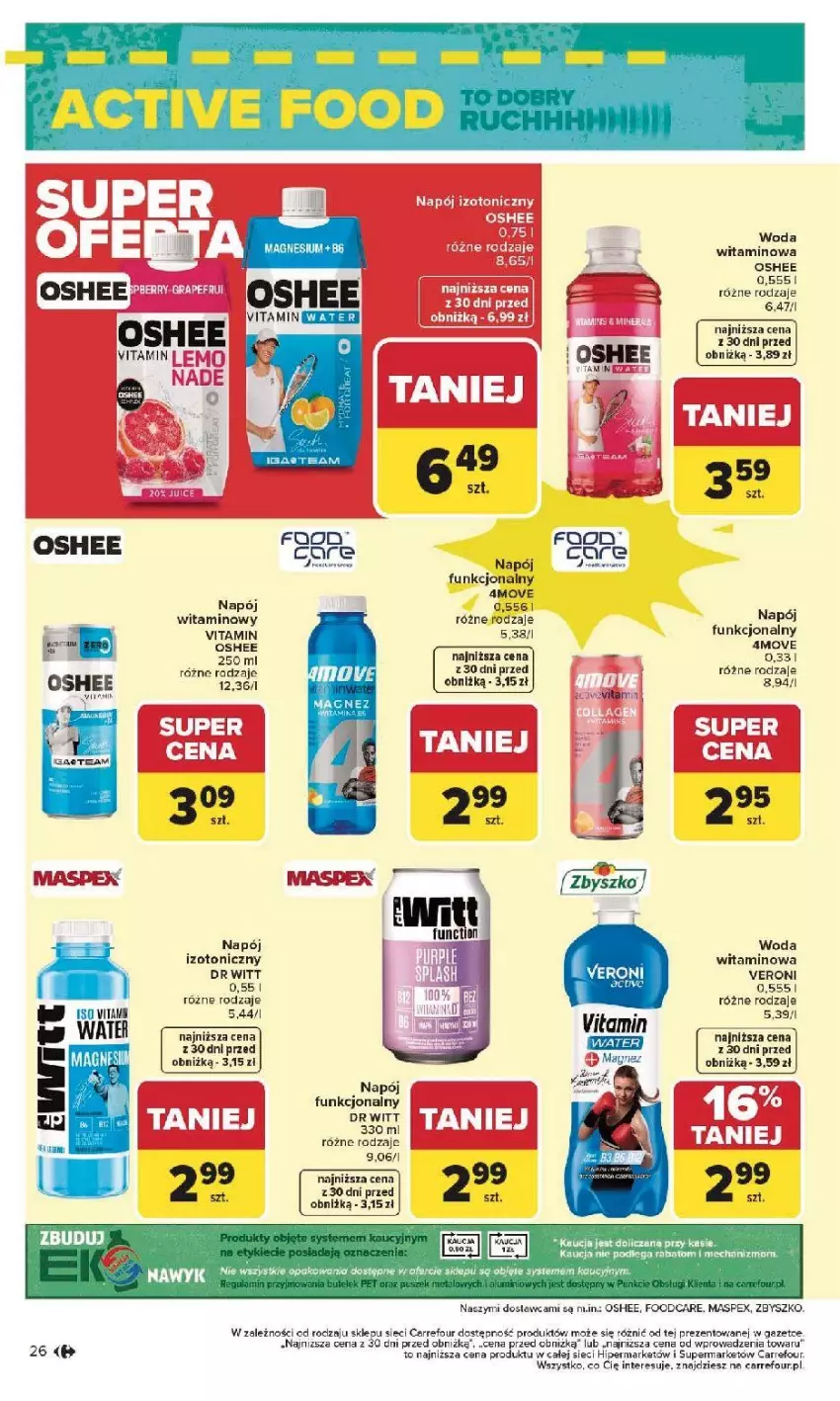 Gazetka promocyjna Carrefour - Gazetka Na różne potrzeby żywieniowe - ważna 05.01 do 17.01.2026 - strona 26 - produkty: Gra, Napój, Napój izotoniczny, Oshee, Woda