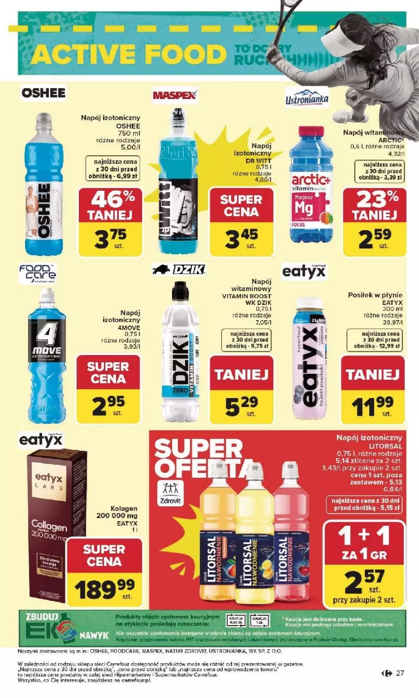 Gazetka promocyjna Carrefour - Gazetka Na różne potrzeby żywieniowe - ważna 05.01 do 17.01.2026 - strona 27 - produkty: Fa, Kolagen, Magnez, Napój, Napój izotoniczny, Oshee, STP