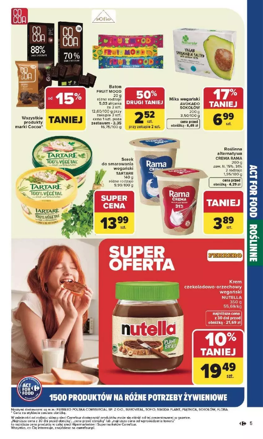 Gazetka promocyjna Carrefour - Gazetka Na różne potrzeby żywieniowe - ważna 05.01 do 17.01.2026 - strona 5 - produkty: Baton, Fa, Ferrero, Flora, Merci, Sok, Sokołów, Tarta, Tartare, Vegeta