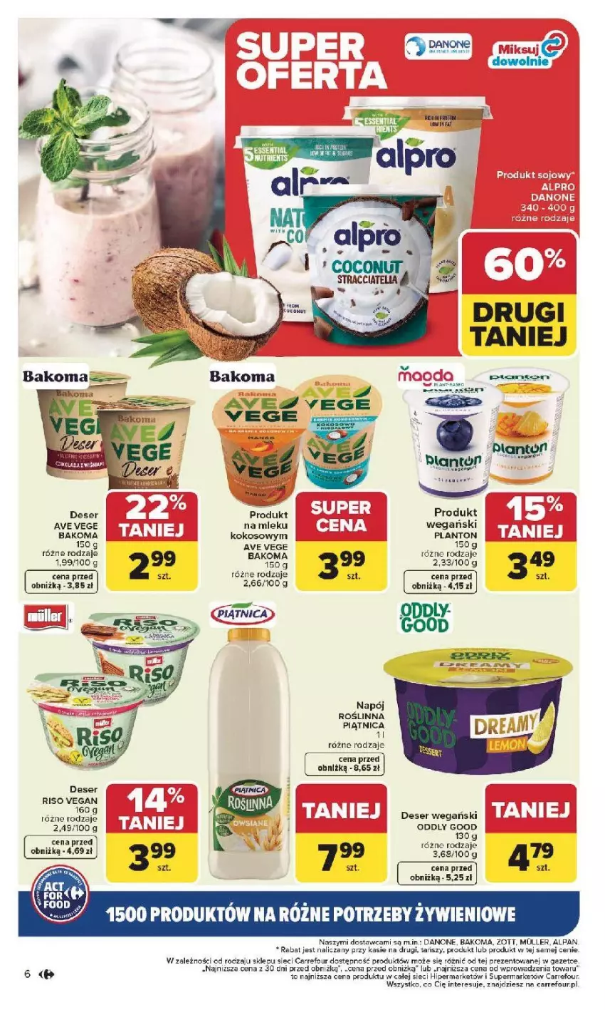 Gazetka promocyjna Carrefour - Gazetka Na różne potrzeby żywieniowe - ważna 05.01 do 17.01.2026 - strona 6 - produkty: Bakoma, Danone, Deser, Fa, Kokos, Napój, Piątnica, Ser, Zott