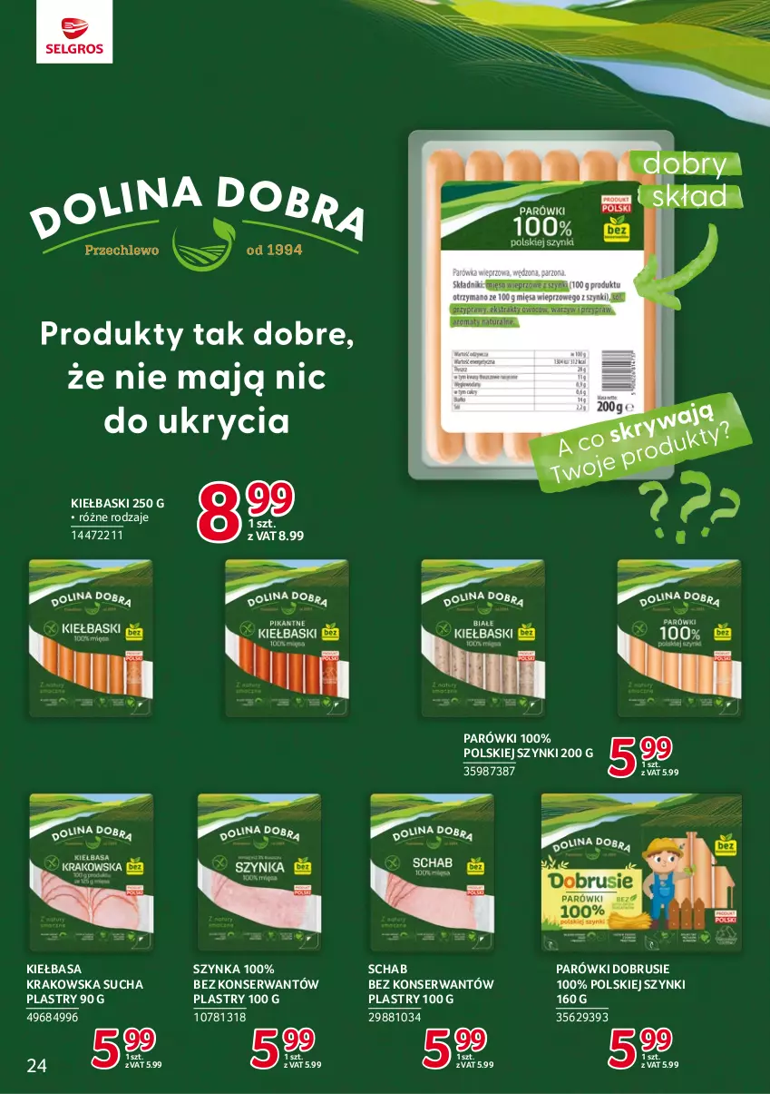 Gazetka promocyjna Selgros - Katalog Markowe Produkty - ważna 29.06 do 12.07.2023 - strona 24 - produkty: Kiełbasa, Kiełbasa krakowska, Obrus, Parówki, Ser, Szynka