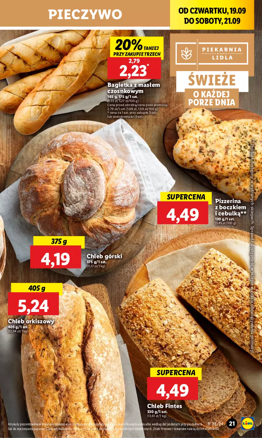 Gazetka promocyjna Lidl - GAZETKA - ważna 19.09 do 21.09.2024 - strona 23 - produkty: Bagietka, Chleb, Piec, Pieczywo, Pizzerina, Por