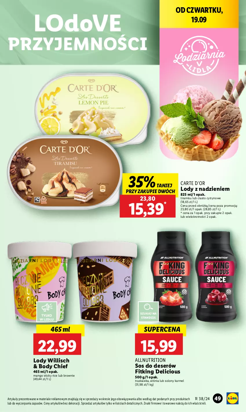 Gazetka promocyjna Lidl - GAZETKA - ważna 19.09 do 21.09.2024 - strona 37 - produkty: Body, Brownie, Deser, Dove, Lody, Mango, Ser, Sos