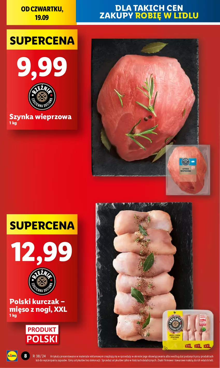 Gazetka promocyjna Lidl - GAZETKA - ważna 19.09 do 21.09.2024 - strona 8 - produkty: Kurczak, Mięso, Szynka, Szynka wieprzowa