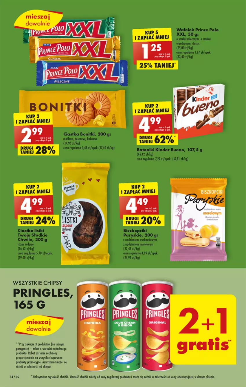 Gazetka promocyjna Biedronka - Gazetka - Biedronka.pl - ważna 06.02 do 11.02.2023 - strona 34 - produkty: Baton, Bonitki, Chipsy, Ciastka, Kakao, Kinder, Kinder Bueno, Por, Prince Polo, Pringles, Sok, Tonik, Wafelek