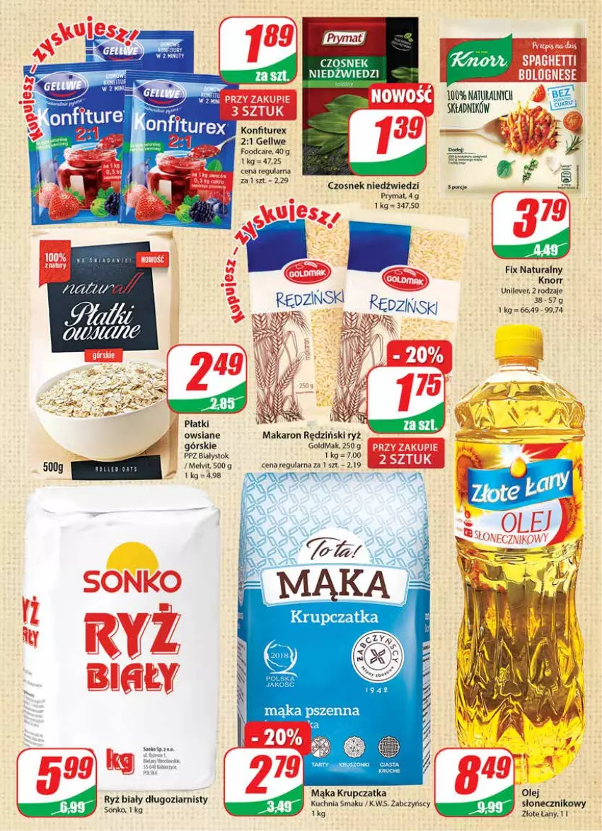 Gazetka promocyjna Dino - Gazetka - ważna 31.08 do 06.09.2022 - strona 7 - produkty: Czosnek, Knorr, Kuchnia, Mąka, Makaron, Melvit, Nuty, Olej, Por, Prymat, Ryż, Ryż biały, Sonko