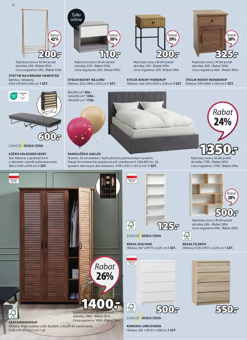 Gazetka promocyjna Jysk - Oferta tygodnia - ważna 29.05 do 16.06.2024 - strona 13 - produkty: Fa, Komoda, Materac, Moda, Rama, Rama łóżka, Regał, Statyw na ubrania, Stolik, Stolik nocny, Szafa, Tera, Ubrania