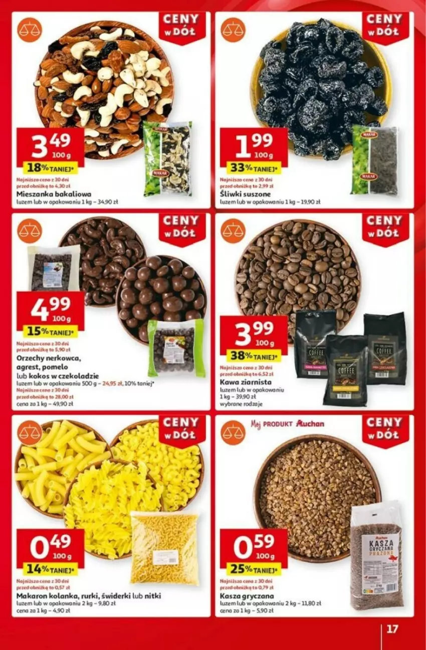 Gazetka promocyjna Auchan - ważna 16.01 do 21.01.2025 - strona 11 - produkty: Fa, Gres, Gry, Kawa, Kawa ziarnista, Kokos, Kosz, Makaron, Mieszanka bakaliowa, Pomelo, Rurki