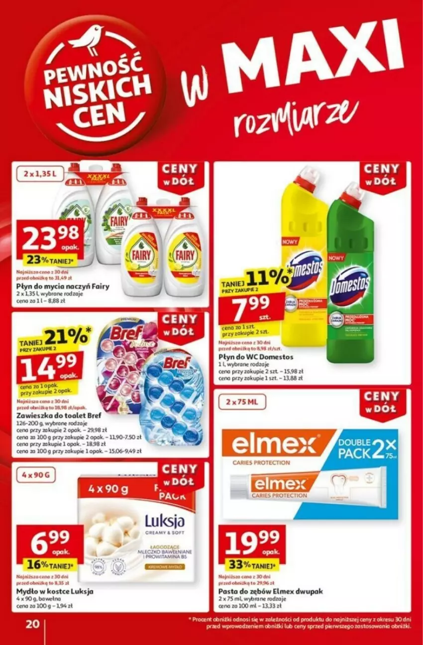 Gazetka promocyjna Auchan - ważna 16.01 do 21.01.2025 - strona 15 - produkty: Bref, Do mycia naczyń, Domestos, Elmex, Fa, Fairy, Luksja, Mydło, Płyn do mycia, Płyn do mycia naczyń, Płyn do wc, Wełna