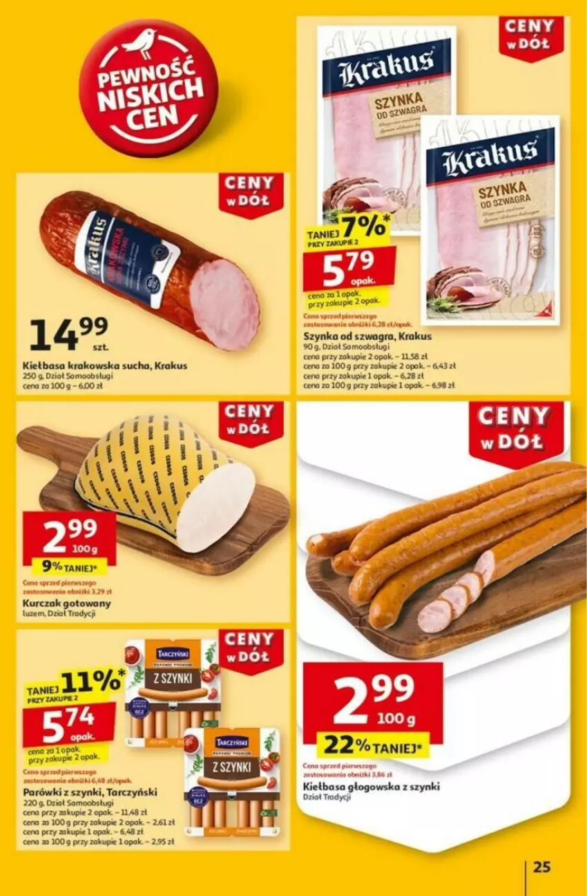 Gazetka promocyjna Auchan - ważna 16.01 do 21.01.2025 - strona 20 - produkty: Gra, Kiełbasa, Kiełbasa głogowska, Kiełbasa krakowska, Krakus, Kurczak, Kurczak gotowany, Parówki, Parówki z szynki, Szynka, Tarczyński