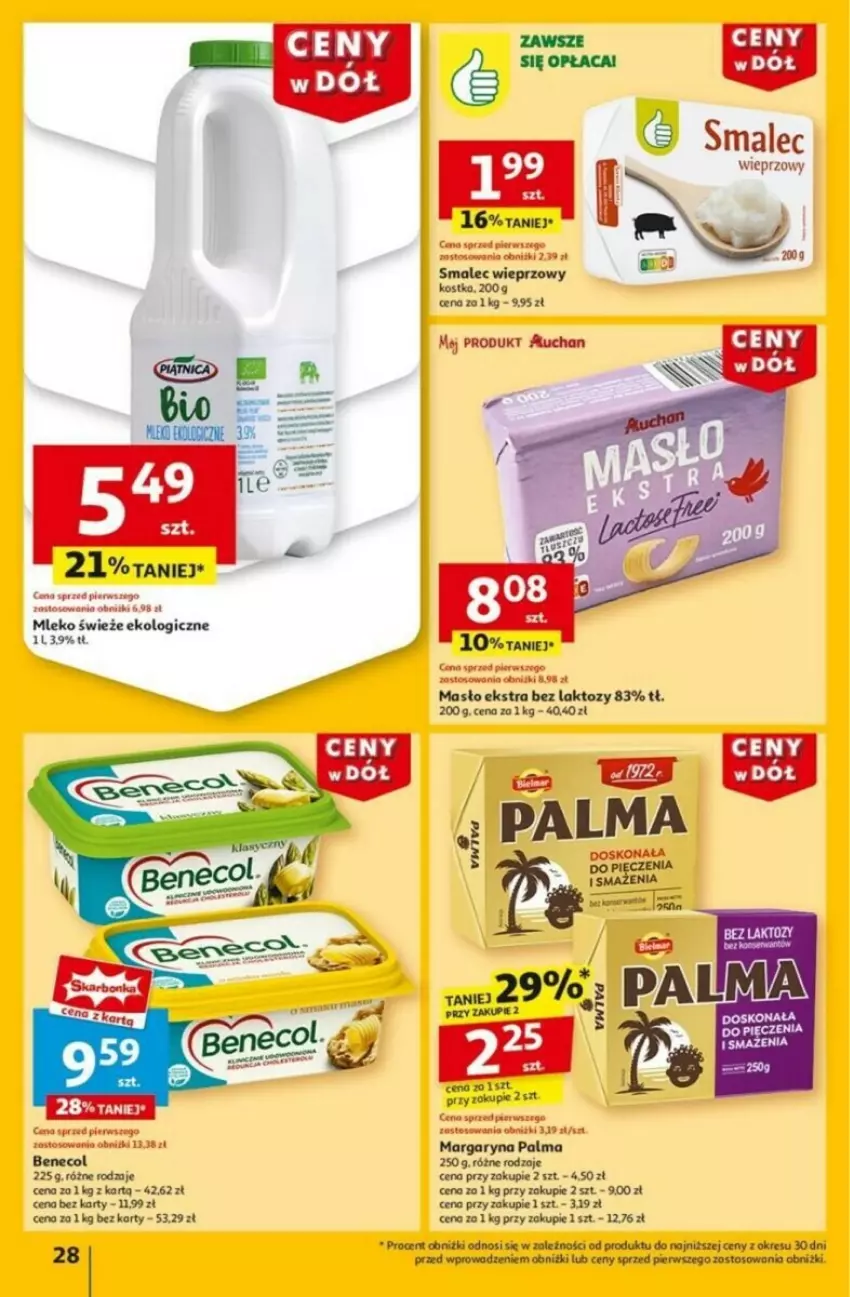 Gazetka promocyjna Auchan - ważna 16.01 do 21.01.2025 - strona 24 - produkty: Benecol, LANA, Margaryna, Masło, Mleko, Palma, Smalec