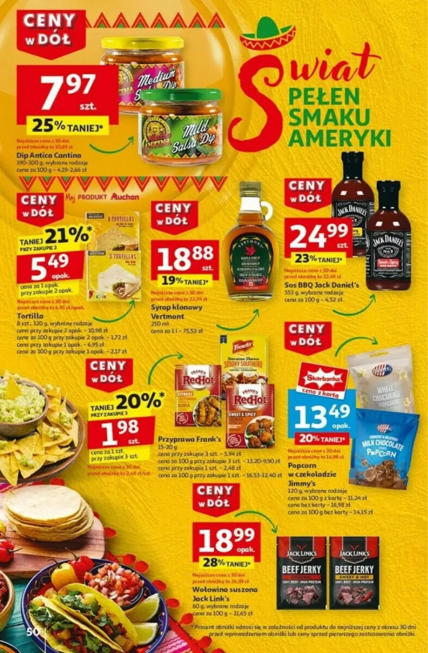 Gazetka promocyjna Auchan - ważna 16.01 do 21.01.2025 - strona 54 - produkty: Jack Daniel's, Popcorn, Sos, Tortilla