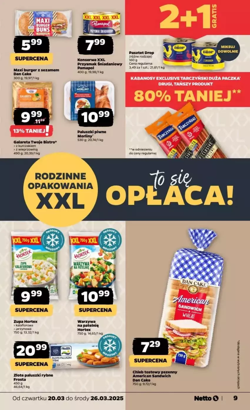 Gazetka promocyjna Netto - ważna 20.03 do 26.03.2025 - strona 3 - produkty: Burger, Chleb, Chleb tostowy, Dan Cake, Danio, Gala, Hortex, Kalafior, Kurczak, LEGO, Morliny, Pasztet, Ser, Sezam, Warzywa, Zupa