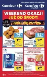 Gazetka promocyjna Carrefour - Gazetka Weekend okazji już od środy! - Gazetka - ważna od 06.06 do 06.06.2026 - strona 1 - produkty: Piwo, Noż, Papier, Karkówka wieprzowa, Ziemniaki, Ręcznik, Nike, Mecze, LG, Fa