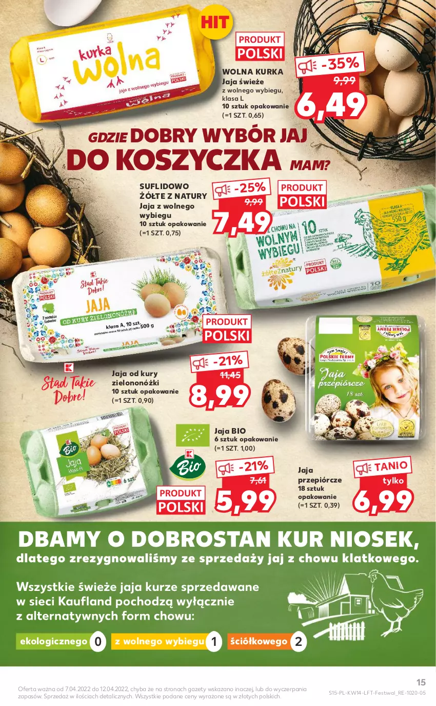 Gazetka promocyjna Kaufland - OFERTA TYGODNIA - ważna 07.04 do 12.04.2022 - strona 15 - produkty: Jaja, Jaja z wolnego wybiegu, Kosz