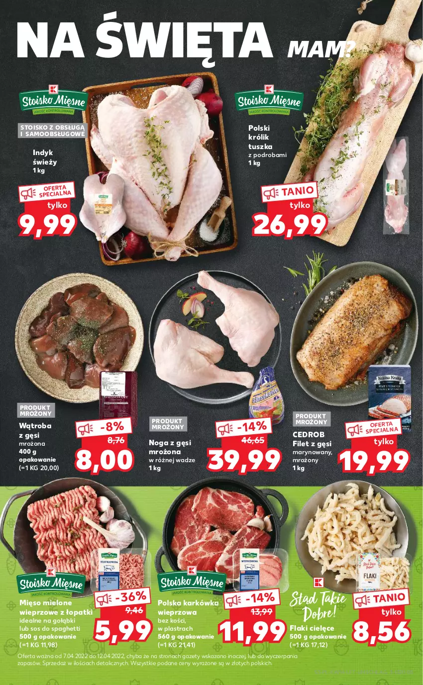 Gazetka promocyjna Kaufland - OFERTA TYGODNIA - ważna 07.04 do 12.04.2022 - strona 3 - produkty: Flaki, Karkówka wieprzowa, Królik, Mięso, Mięso mielone, Sos, Spaghetti, Tusz