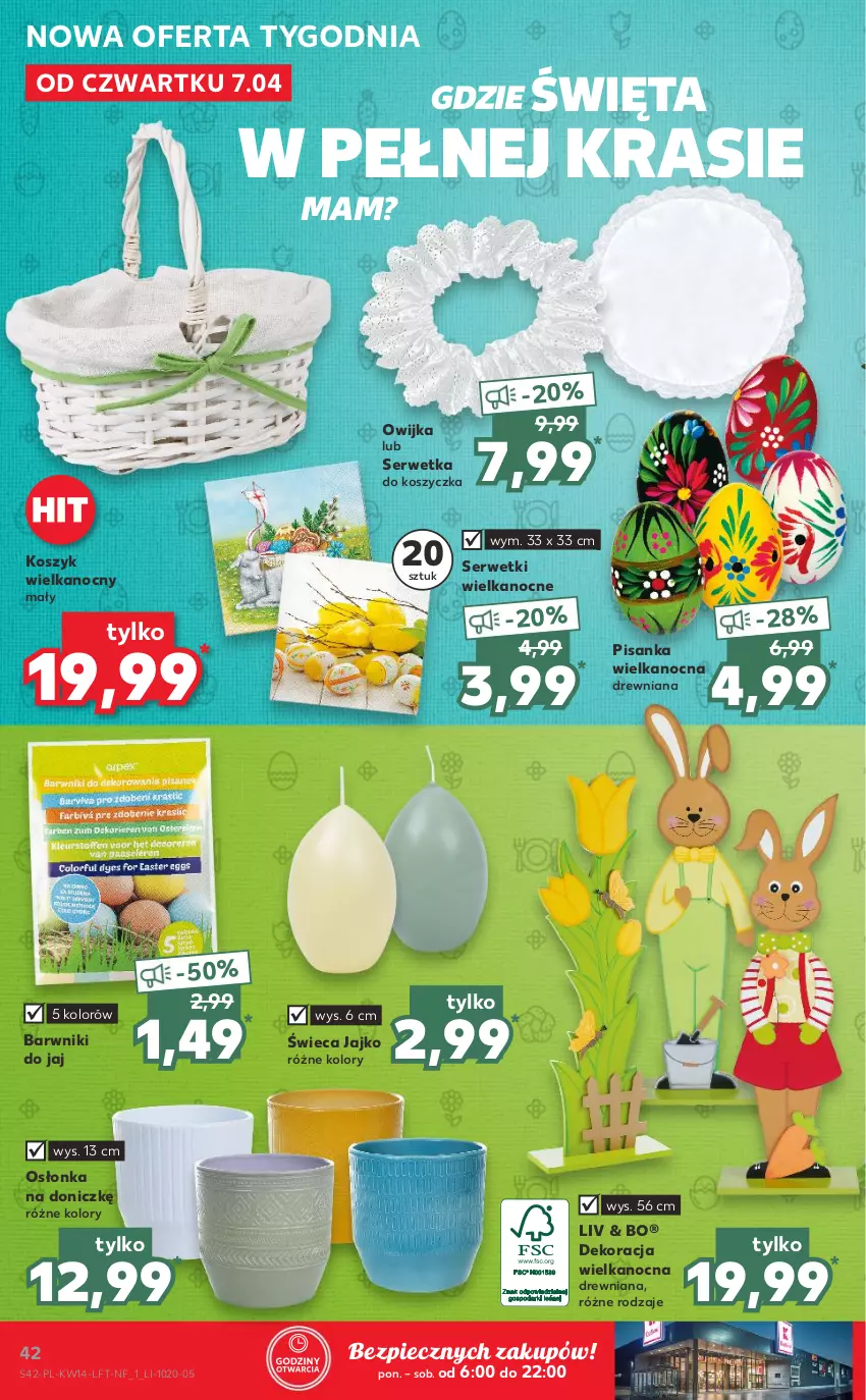 Gazetka promocyjna Kaufland - OFERTA TYGODNIA - ważna 07.04 do 12.04.2022 - strona 42 - produkty: Kosz, Osłonka, Piec, Ser, Serwetki