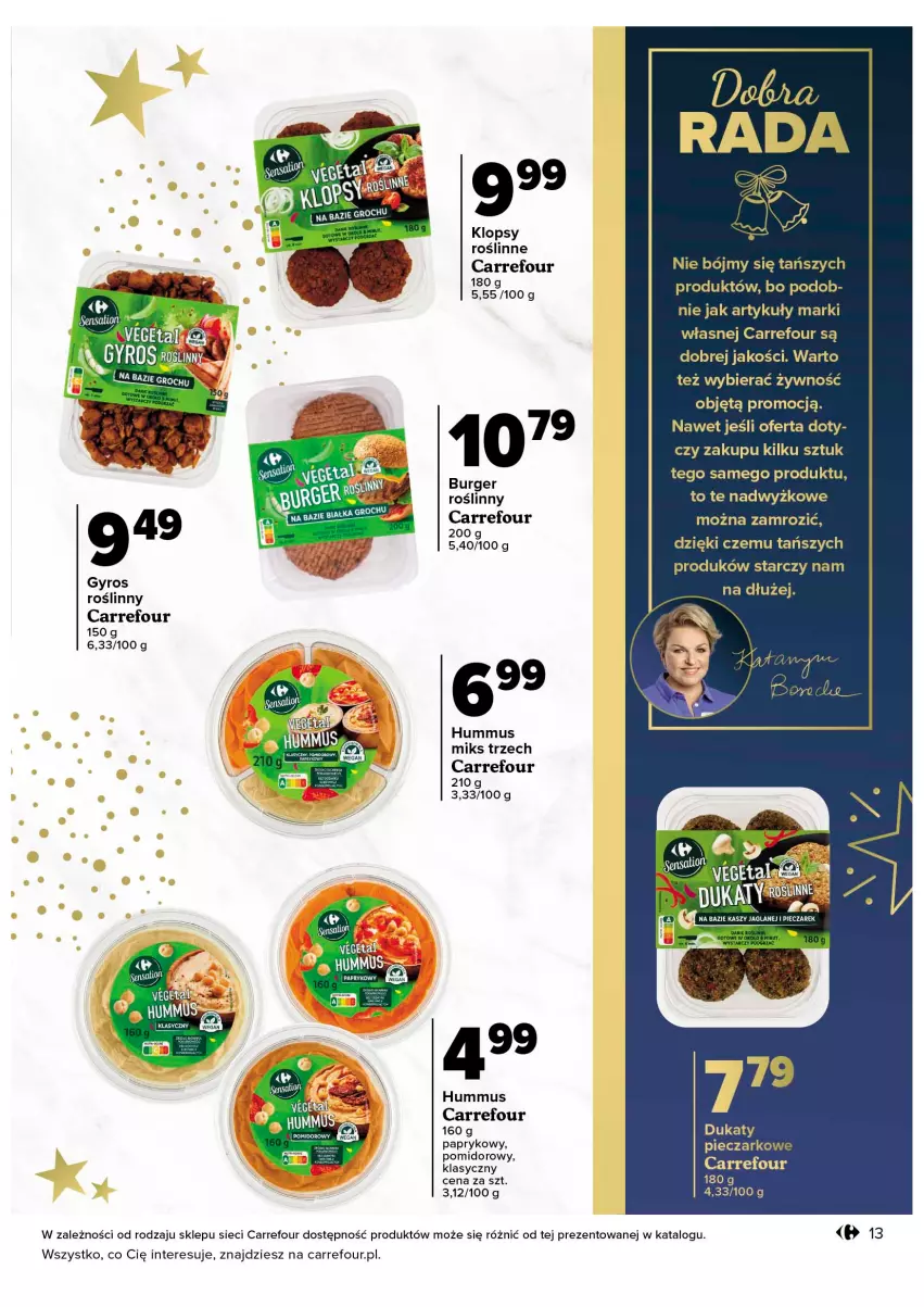 Gazetka promocyjna Carrefour - Gazetka Wszystkiego świątecznego w EXTRA CENACH - ważna 08.11 do 19.11.2022 - strona 13 - produkty: Burger, Groch, Gyros, Hummus, Mus, Piec