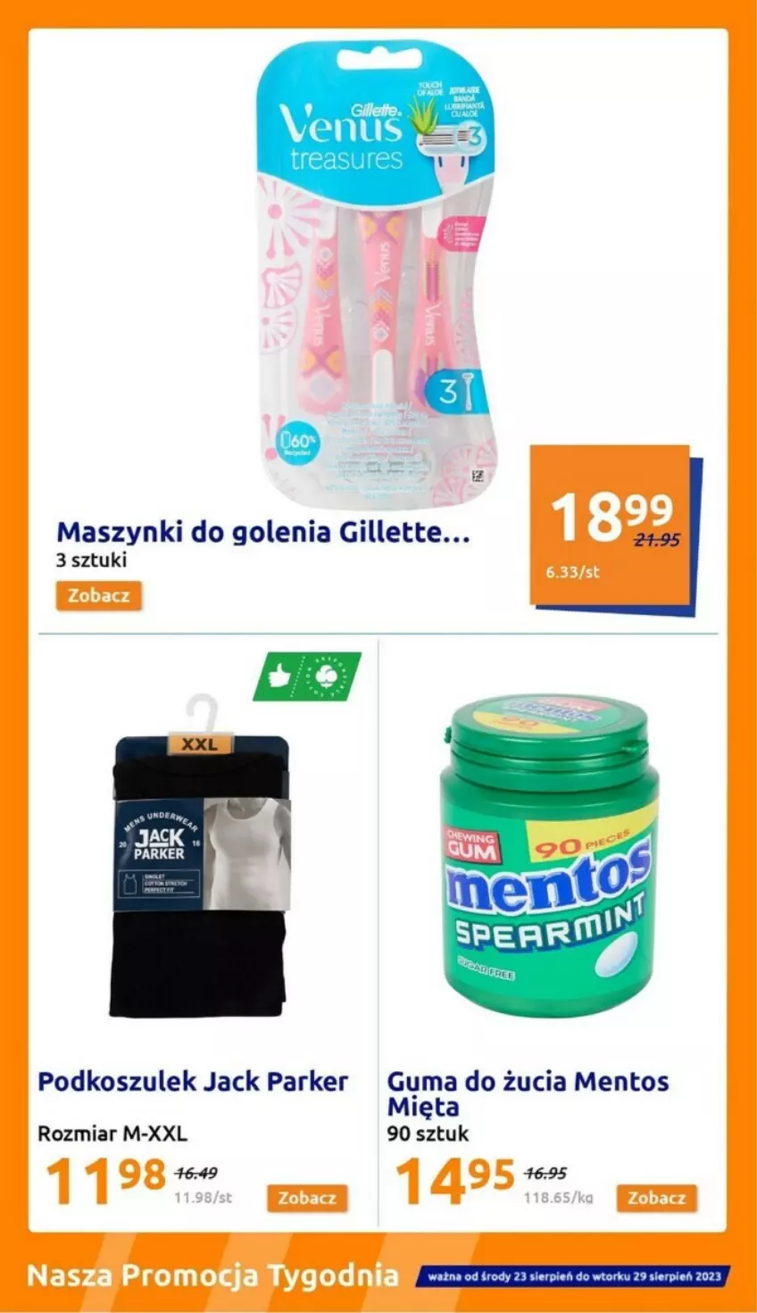 Gazetka promocyjna Action - ważna 27.09 do 03.10.2023 - strona 3 - produkty: Gillette, Guma do żucia, Kosz, Mentos, Mięta, Podkoszulek