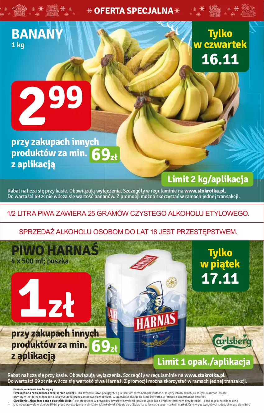 Gazetka promocyjna Stokrotka - Supermarket - ważna 16.11 do 22.11.2023 - strona 2 - produkty: Banany, Gra, Mięso, Owoce, Piwa, Warzywa