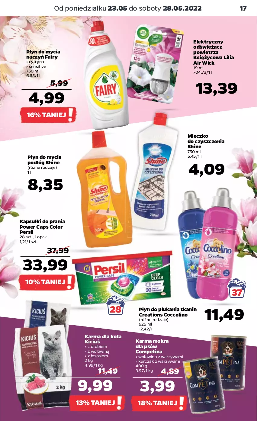 Gazetka promocyjna Netto - Gazetka spożywcza 23.05-28.05 - ważna 23.05 do 28.05.2022 - strona 17 - produkty: Air Wick, Coccolino, Do mycia naczyń, Fa, Fairy, Kapsułki do prania, Kurczak, Mleczko, Odświeżacz powietrza, Persil, Płyn do mycia, Płyn do mycia naczyń, Płyn do mycia podłóg, Płyn do płukania, Sos, Warzywa, Wołowina