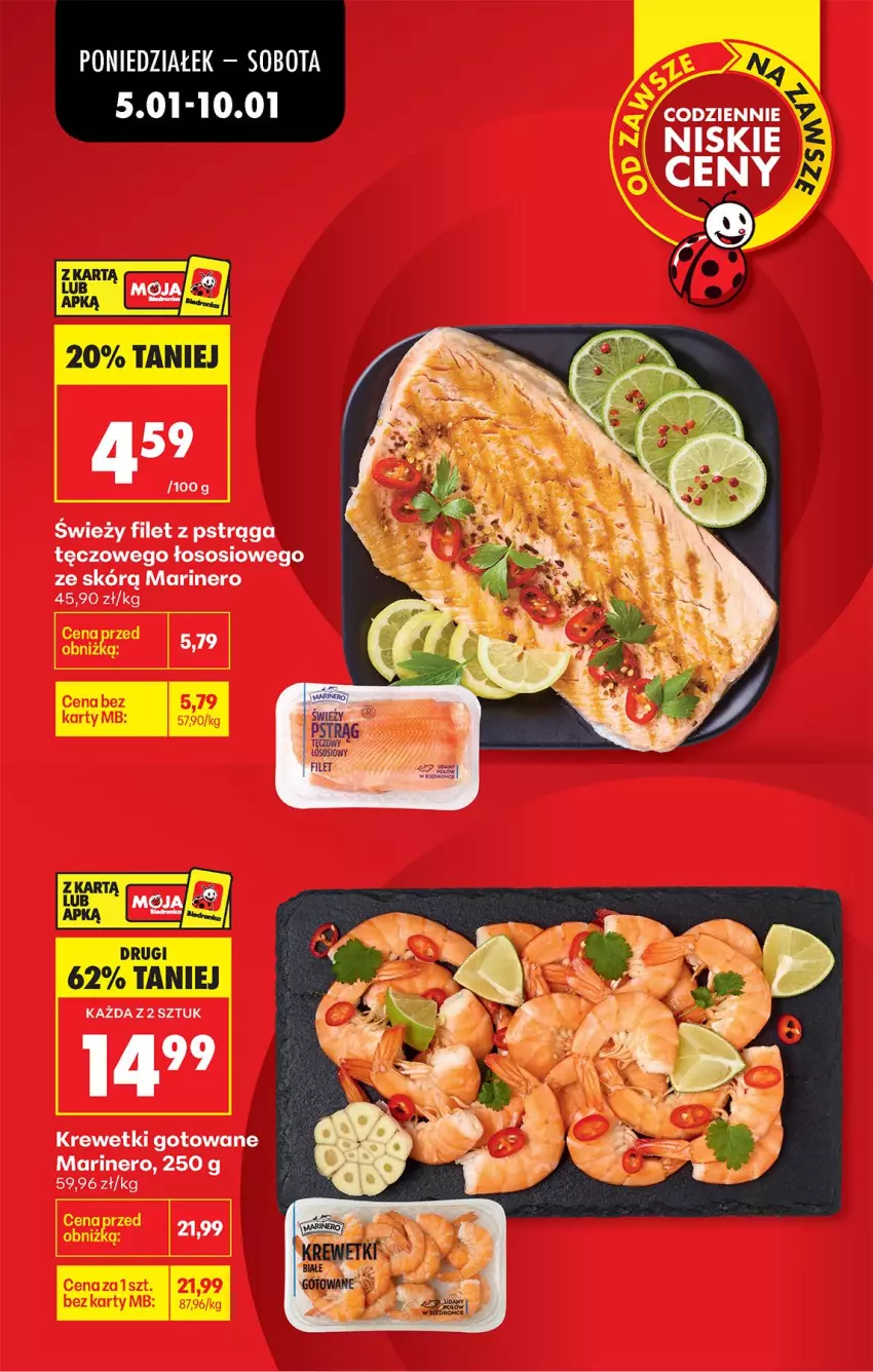 Gazetka promocyjna Biedronka - Od Poniedziałku - ważna 05.01 do 10.01.2026 - strona 12 - produkty: Filet z pstrąga, Krewetki, Pstrąg, Sos