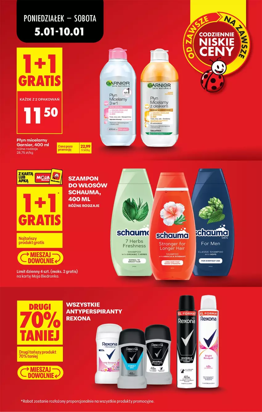 Gazetka promocyjna Biedronka - Od Poniedziałku - ważna 05.01 do 10.01.2026 - strona 19 - produkty: Antyperspirant, Garnier, Gra, Płyn micelarny, Por, Rexona, Schauma
