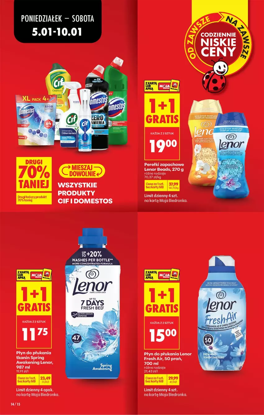 Gazetka promocyjna Biedronka - Od Poniedziałku - ważna 05.01 do 10.01.2026 - strona 20 - produkty: Cif, Domestos, Lenor, Perełki zapachowe, Perfum, Płyn do płukania, Top