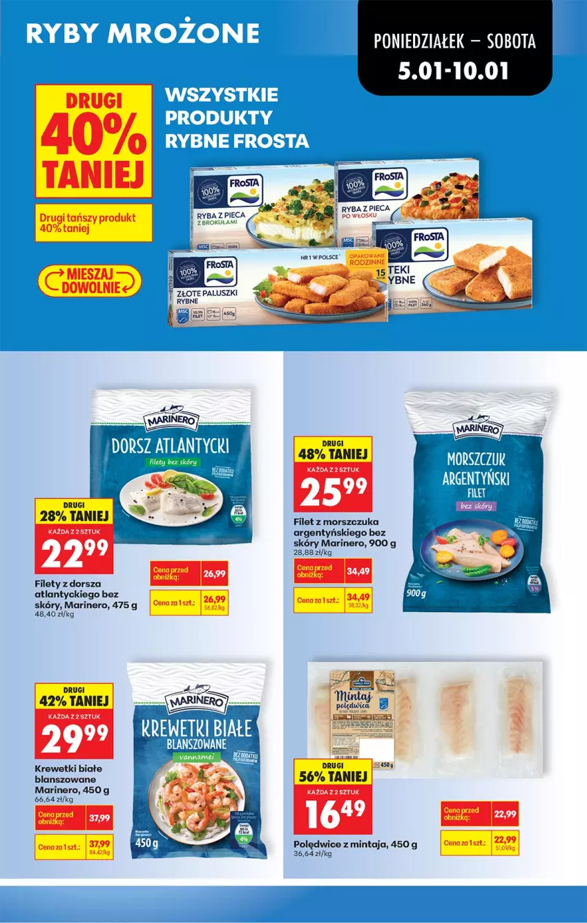 Gazetka promocyjna Biedronka - Od Poniedziałku - ważna 05.01 do 10.01.2026 - strona 39 - produkty: Dorsz, Filet z morszczuka, Krewetki, Mintaj, Piec, Ryba