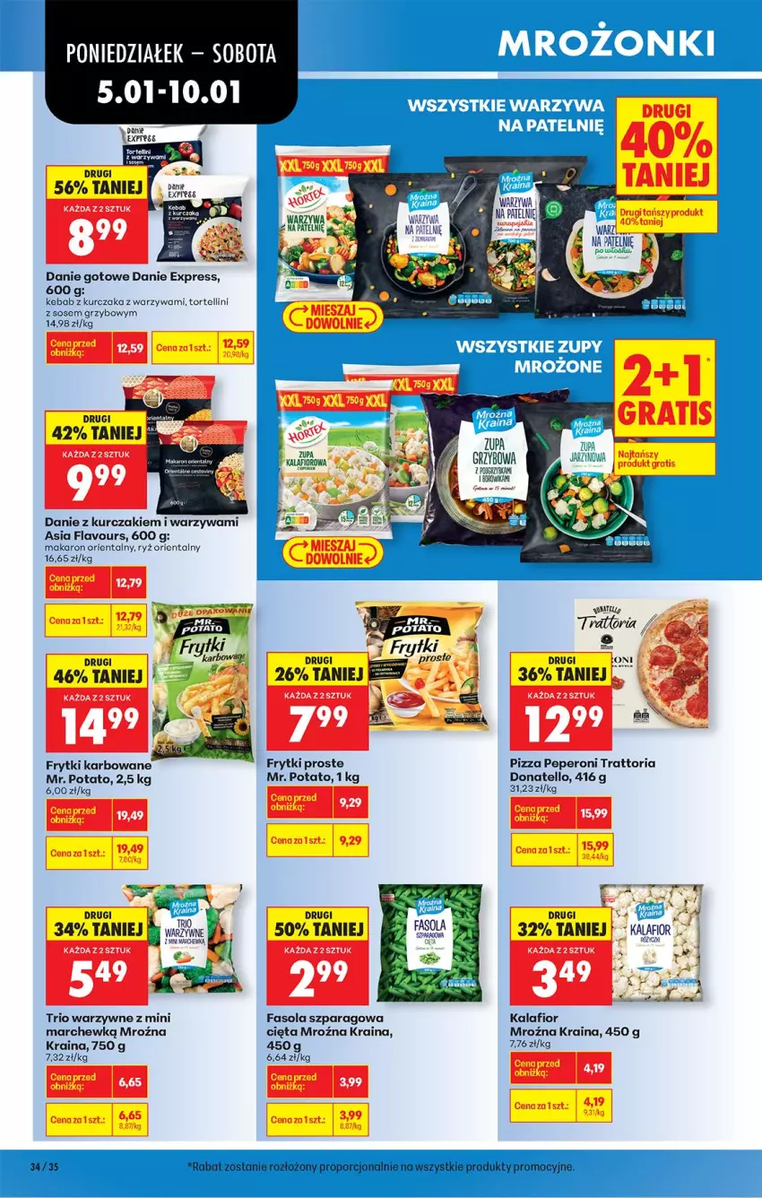 Gazetka promocyjna Biedronka - Od Poniedziałku - ważna 05.01 do 10.01.2026 - strona 42 - produkty: Danie gotowe, Fa, Fasola, Fasola szparagowa, Frytki, Kalafior, Kebab, Kebab z kurczaka, Kurczak, Makaron, Pizza, Ryż, Sos, Warzywa