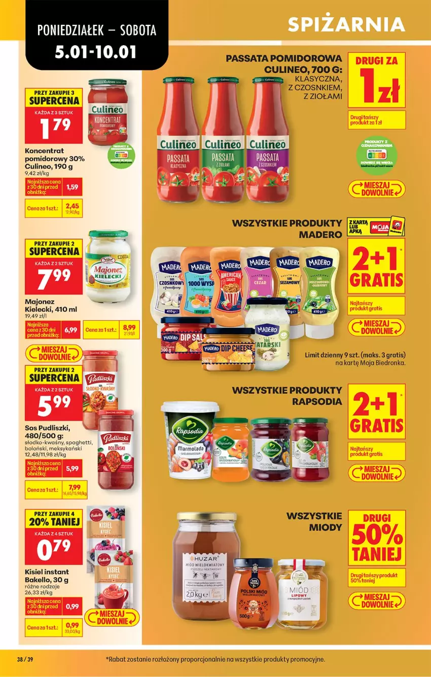 Gazetka promocyjna Biedronka - Od Poniedziałku - ważna 05.01 do 10.01.2026 - strona 46 - produkty: Gra, Kisiel, Koncentrat pomidorowy, Majonez, Por, Pudliszki, Ser, Sos, Spaghetti