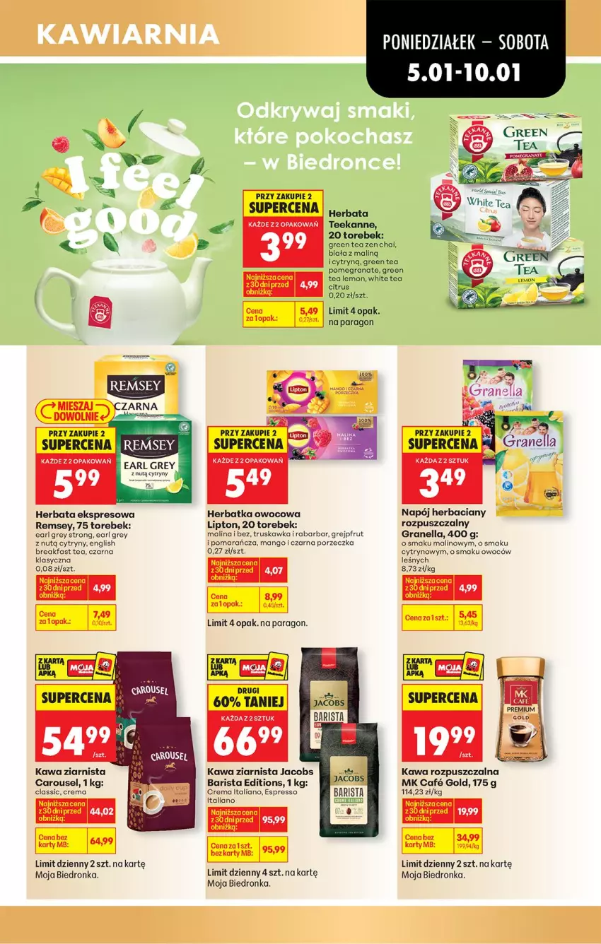 Gazetka promocyjna Biedronka - Od Poniedziałku - ważna 05.01 do 10.01.2026 - strona 49 - produkty: Cytryny, Earl Grey, Fa, Gra, Granat, Grejpfrut, Herbata, Jacobs, Kawa, Kawa rozpuszczalna, Kawa ziarnista, Lipton, Mango, Napój, Por, Teekanne