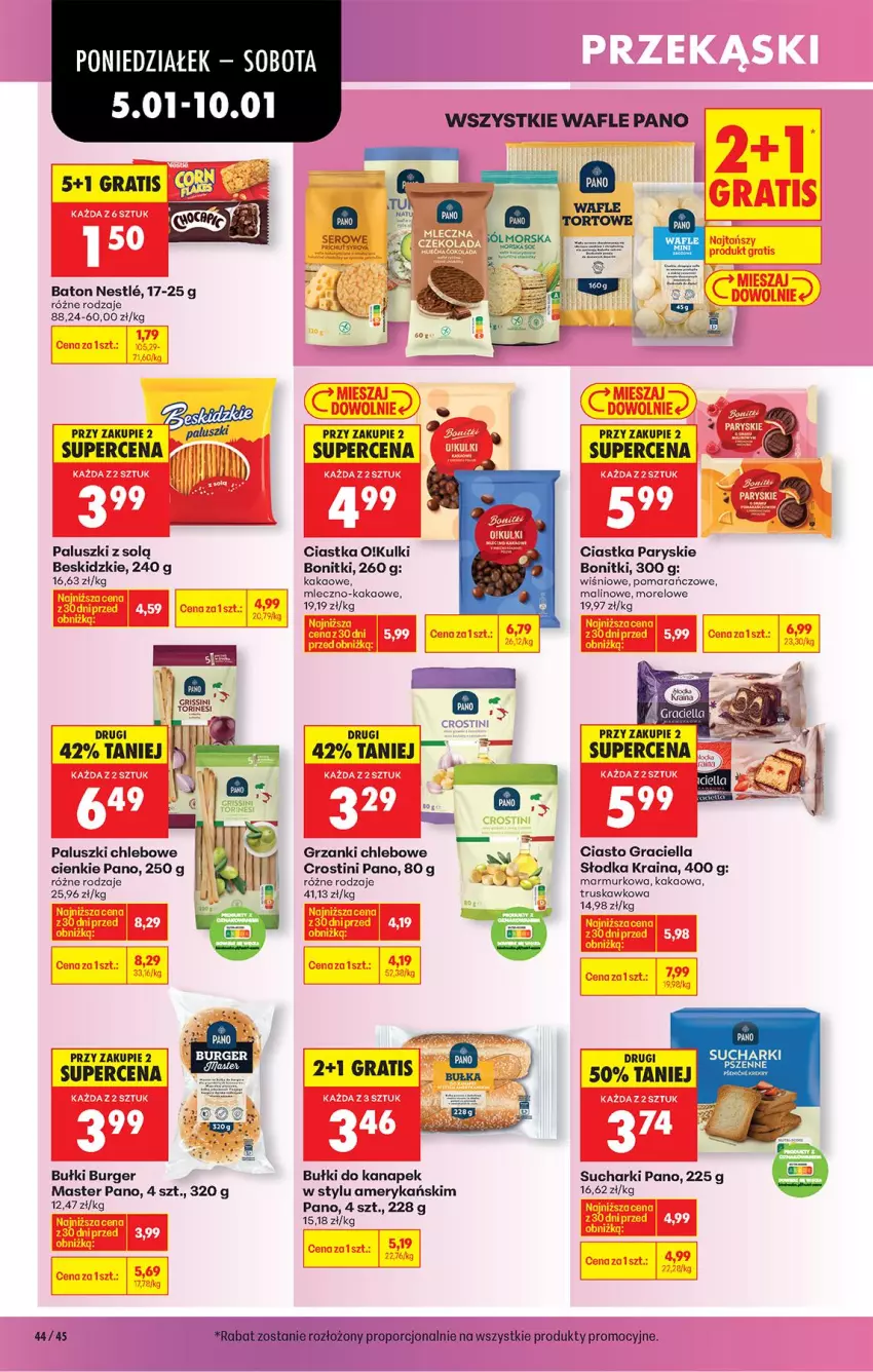 Gazetka promocyjna Biedronka - Od Poniedziałku - ważna 05.01 do 10.01.2026 - strona 52 - produkty: Baton, Beskidzki, Bonitki, Burger, Chleb, Ciastka, Gra, Grissini, Kakao, Por, Wafle