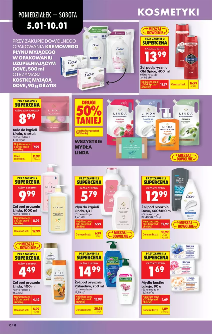 Gazetka promocyjna Biedronka - Od Poniedziałku - ważna 05.01 do 10.01.2026 - strona 60 - produkty: Dove, Fa, LG, Luksja, Mydło, Mydło w płynie, Old Spice, Palmolive, Płyn do kąpieli