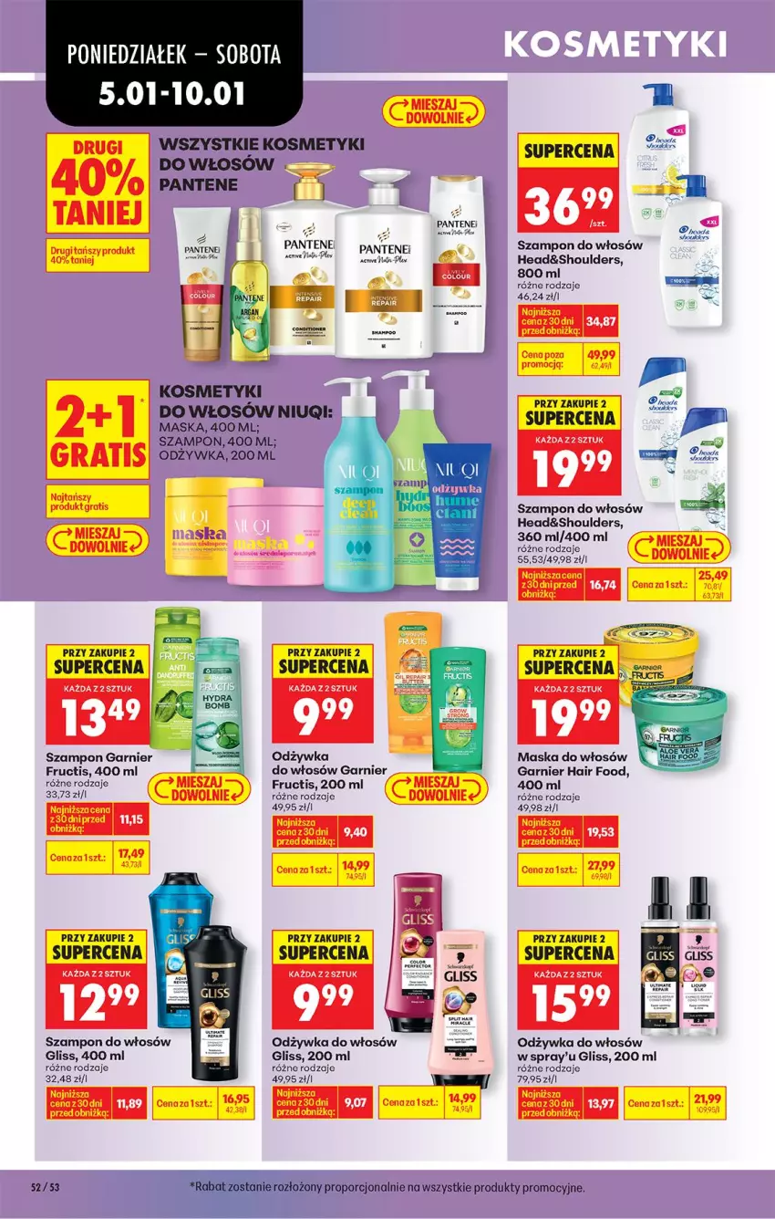 Gazetka promocyjna Biedronka - Od Poniedziałku - ważna 05.01 do 10.01.2026 - strona 62 - produkty: Fa, Fructis, Garnier, HP, Maska, Maska do włosów, Niuqi, Odżywka, Pantene, Por, Szampon
