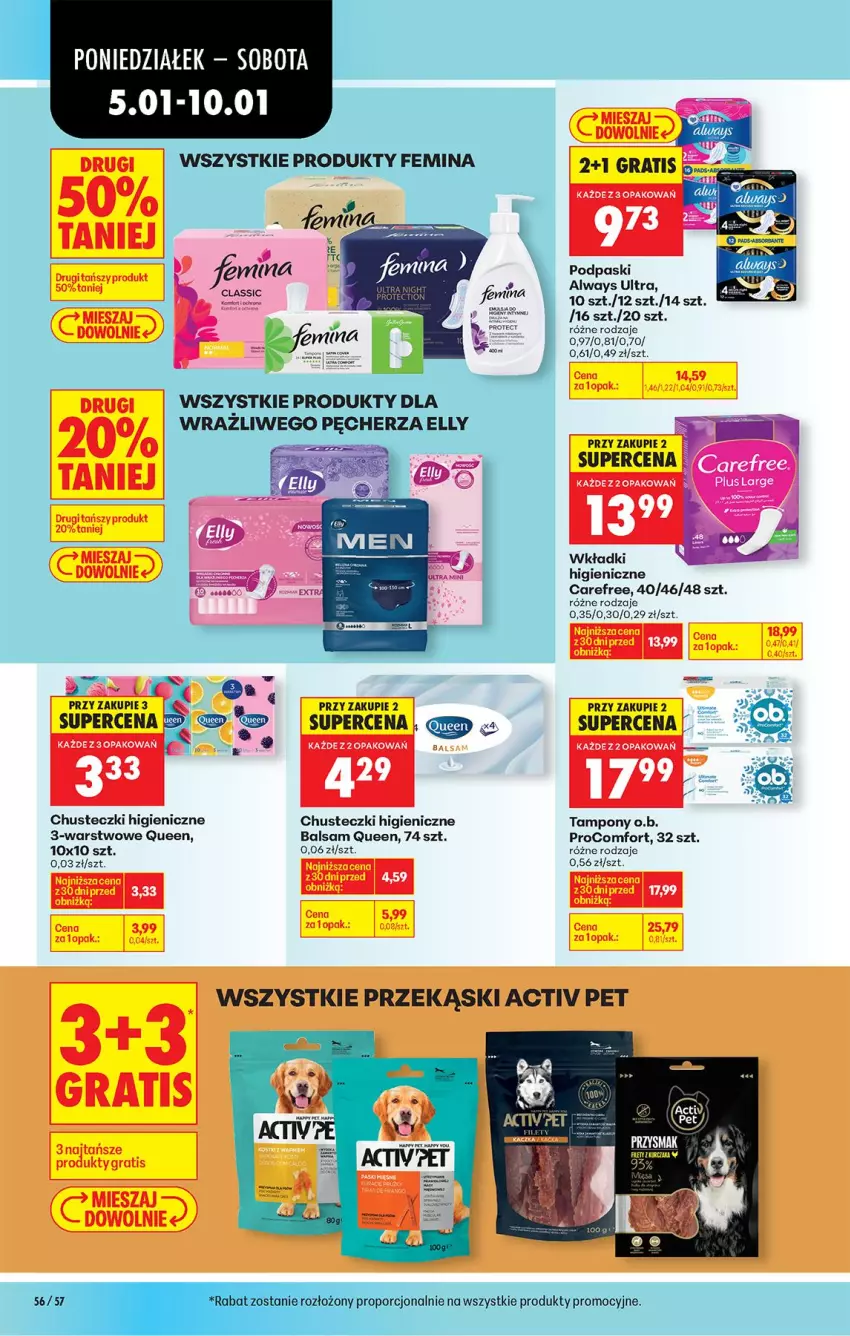 Gazetka promocyjna Biedronka - Od Poniedziałku - ważna 05.01 do 10.01.2026 - strona 66 - produkty: Always, Always Ultra, Carefree, Chusteczki, Gra, O.B., Podpaski, Por, Tampony, Wkładki