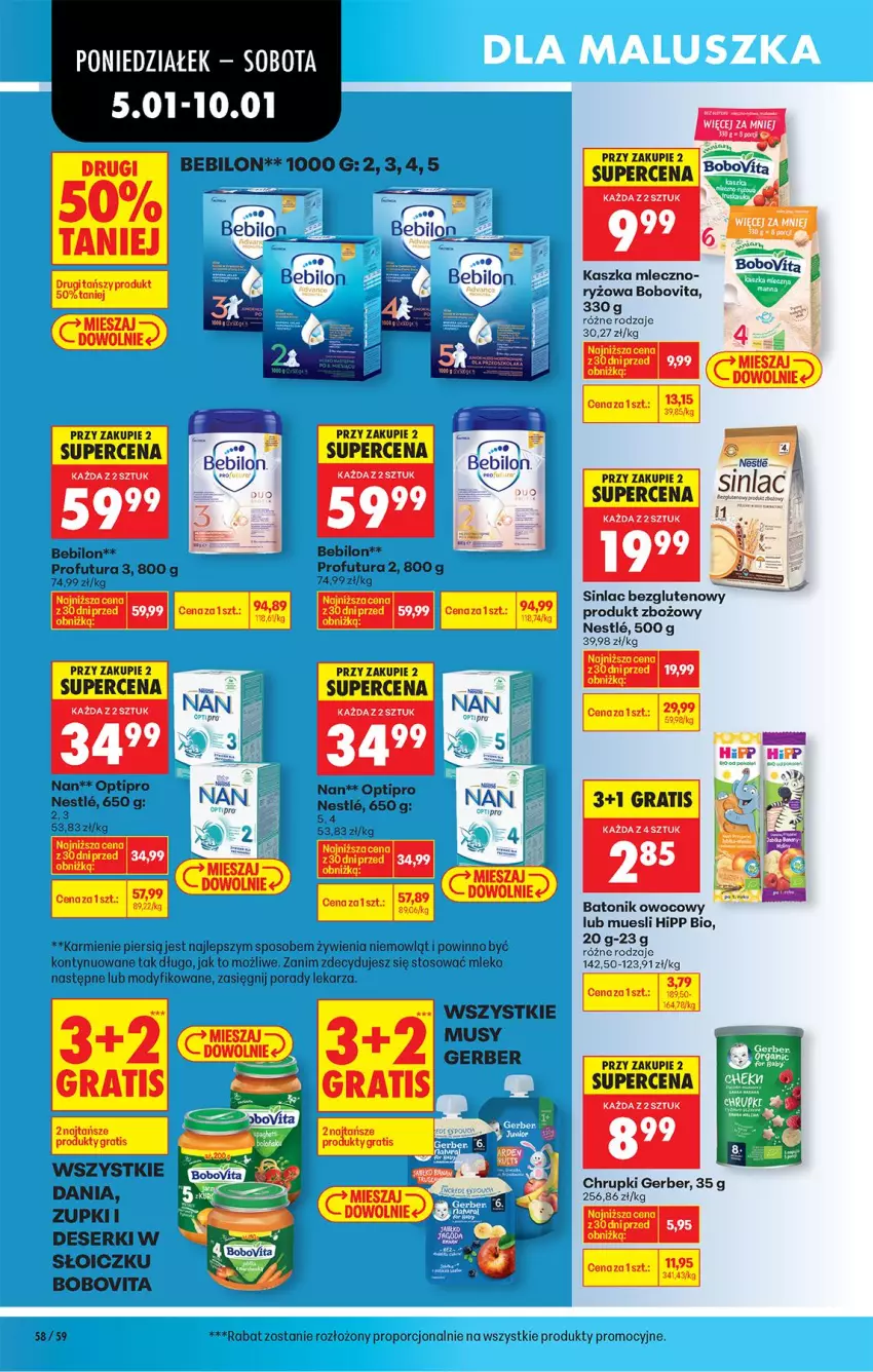 Gazetka promocyjna Biedronka - Od Poniedziałku - ważna 05.01 do 10.01.2026 - strona 68 - produkty: Baton, BEBILON, BoboVita, Chrupki, Deser, Gerber, Gra, HiPP, Hipp Bio, Karmi, LG, Mleko, O nas, Por, Ryż, Ser, Sinlac, Tonik