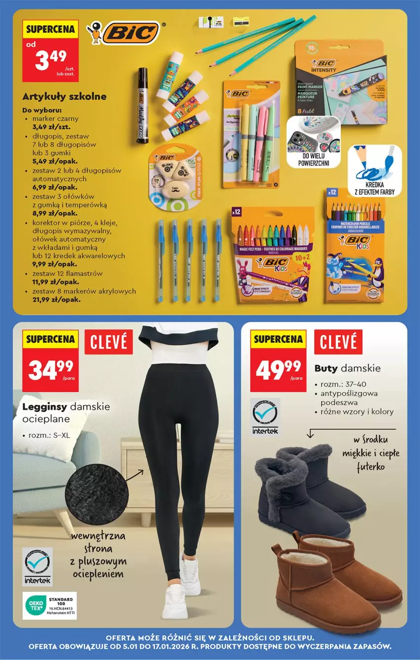 Gazetka promocyjna Biedronka - Od Poniedziałku - ważna 05.01 do 10.01.2026 - strona 76 - produkty: BIC, Buty, Długopis, Fa, Gin, Klej, Legginsy, Marker