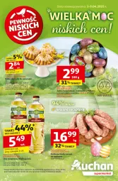 Gazetka promocyjna Auchan - WIELKA MOC Niskich Cen Supermarket - Gazetka - ważna od 09.04 do 09.04.2025 - strona 1 - produkty: Olej rzepakowy, Kiełbasa biała, Wiko, Olej, Kiełbasa