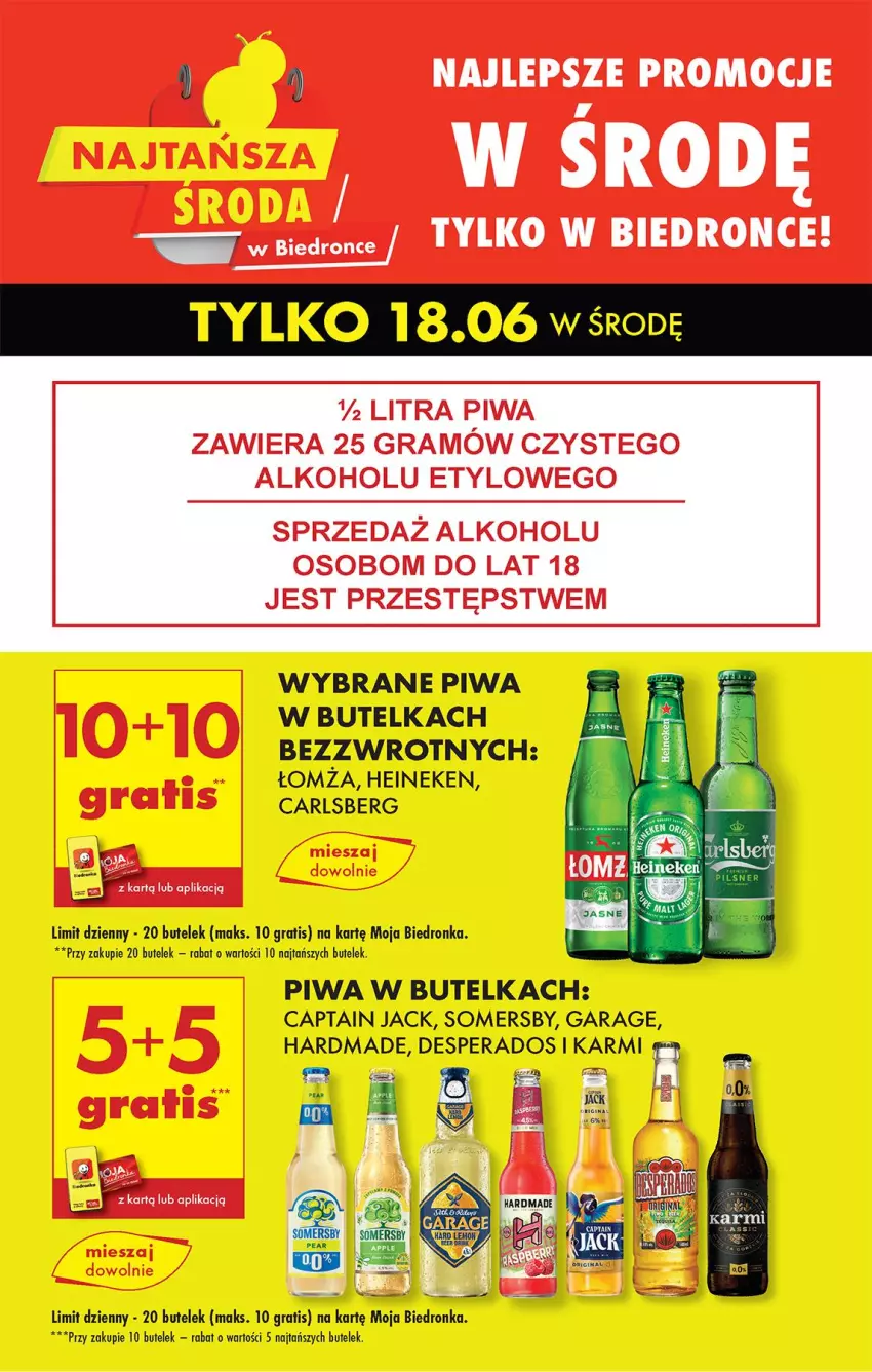 Gazetka promocyjna Biedronka - Od Środy - ważna 18.06 do 19.06.2025 - strona 15 - produkty: Captain Jack, Carlsberg, Desperados, Gra, Heineken, Karmi, Piwa, Somersby